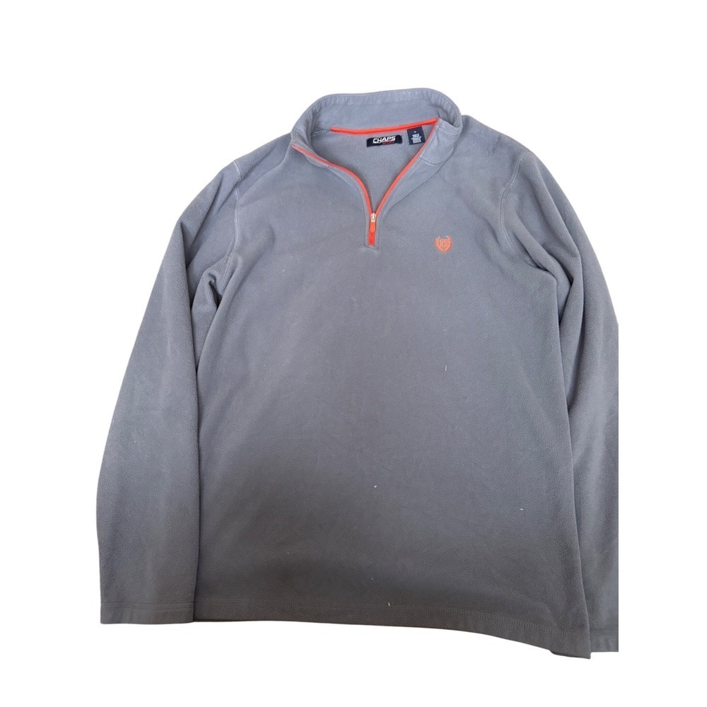 Chaps Sport Mens Fleece Pullover Quarter Zip Gray Size M